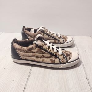 COACH Barrett Women's Size 6B Brown Signature C Pattern Lace Up Sneakers Shoes